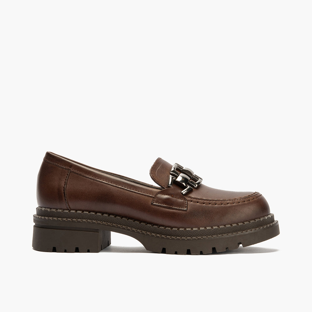 Mocasín en Napa con adorno de mujer color marron