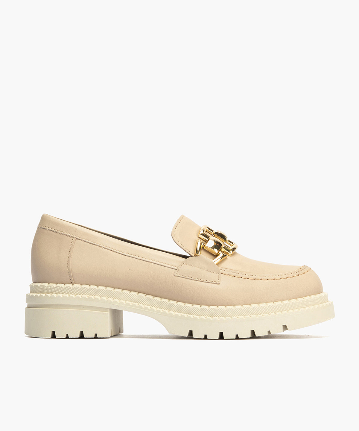 Mocasín en Napa con adorno de mujer color piedra