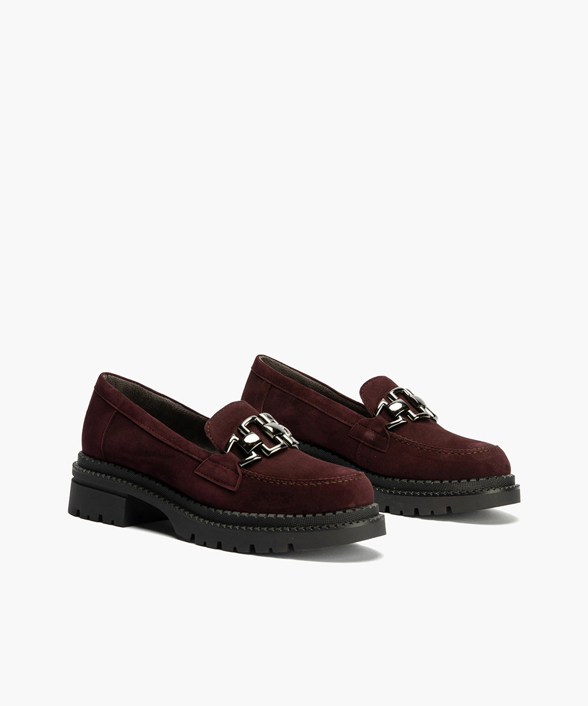 Mocasín en Ante con adorno de mujer color burdeos