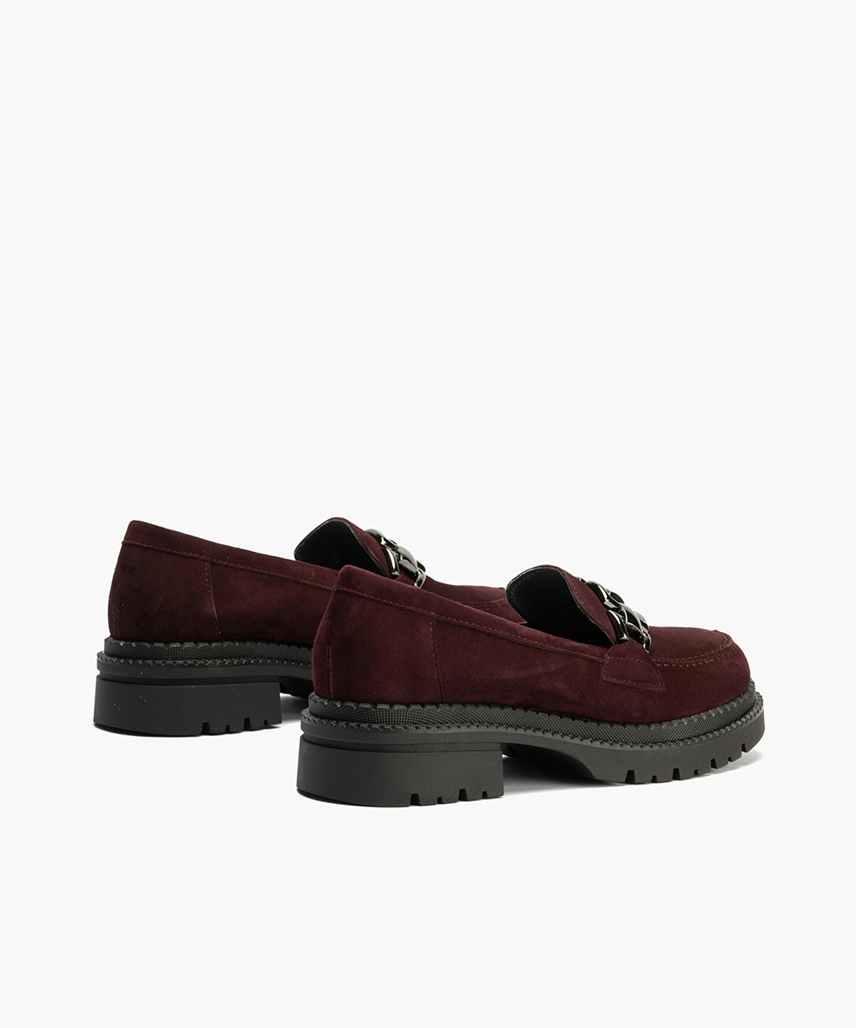 Mocasín en Ante con adorno de mujer color burdeos