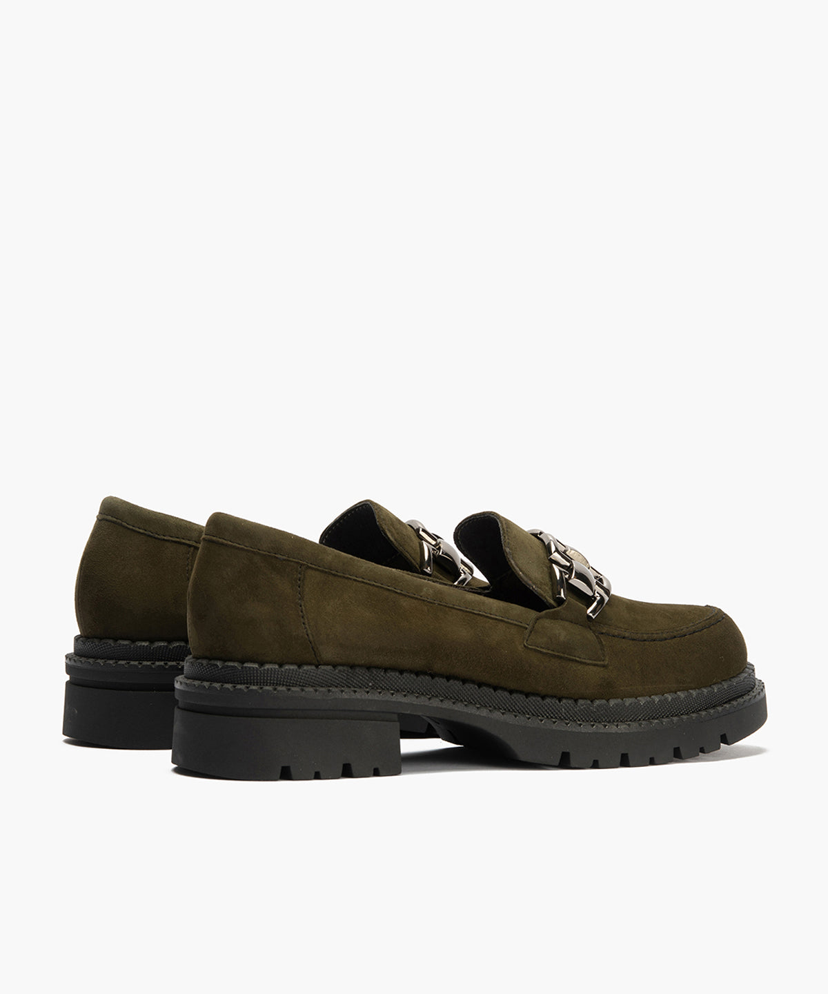 Mocasín en Ante con adorno de mujer color kaki