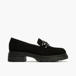 Mocasín en Ante con adorno de mujer color negro