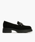 Mocasín en Ante con adorno de mujer color negro