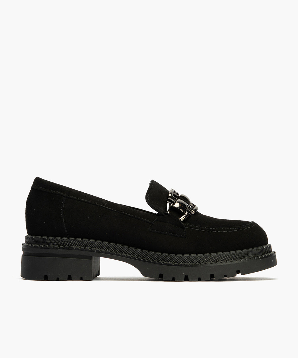 Mocasín en Ante con adorno de mujer color negro