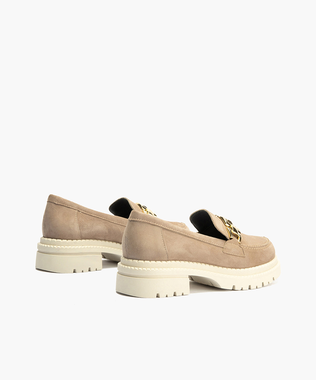 Mocasín en Ante con adorno de mujer color topo