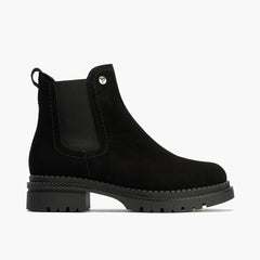 Botín Chelsey en Ante con cremallera de mujer color negro