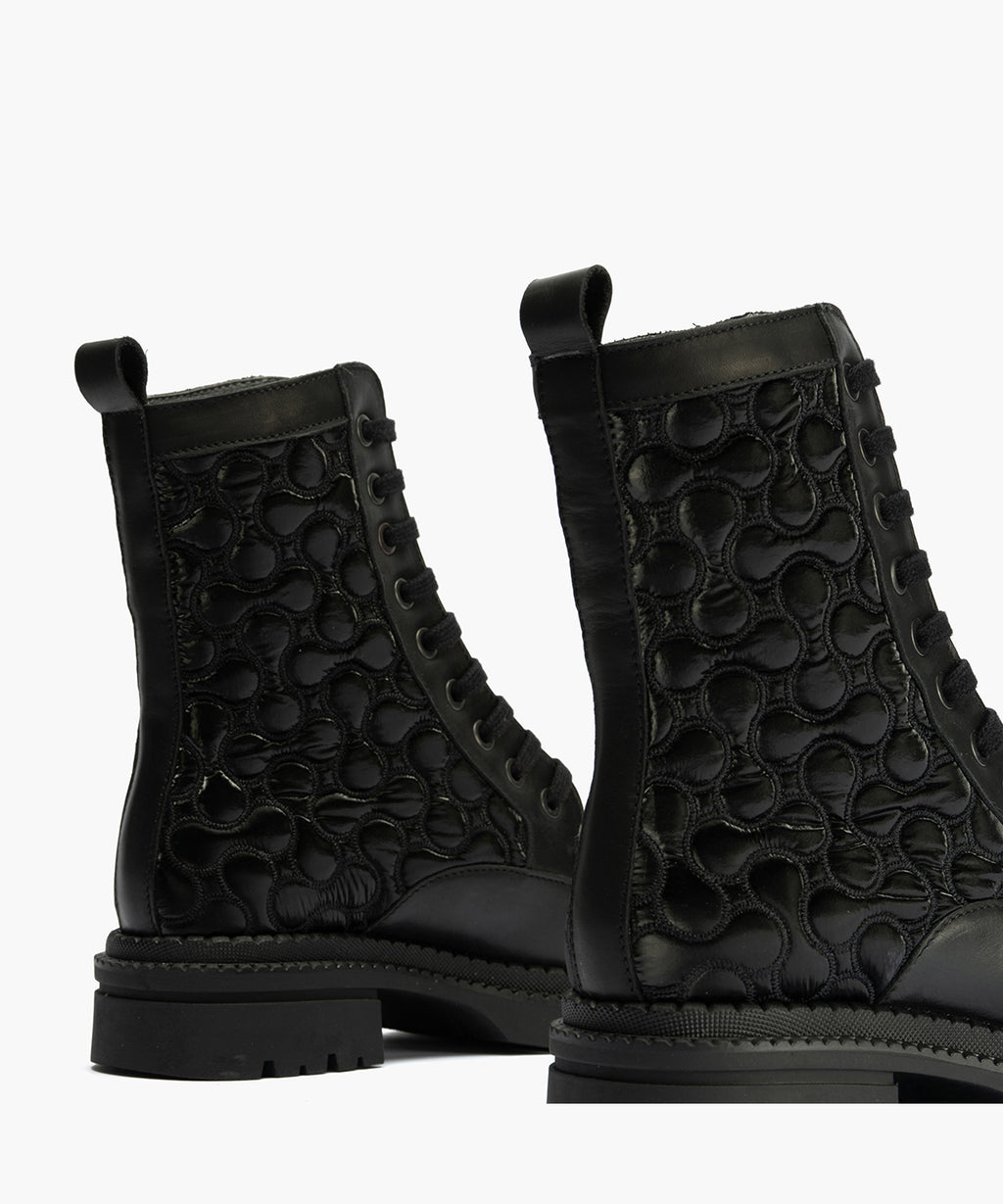 Botin Militar con Nylon con cremallera de mujer color negro