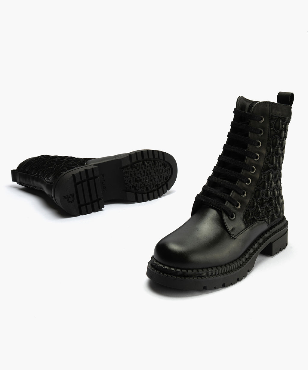 Botin Militar con Nylon con cremallera de mujer color negro