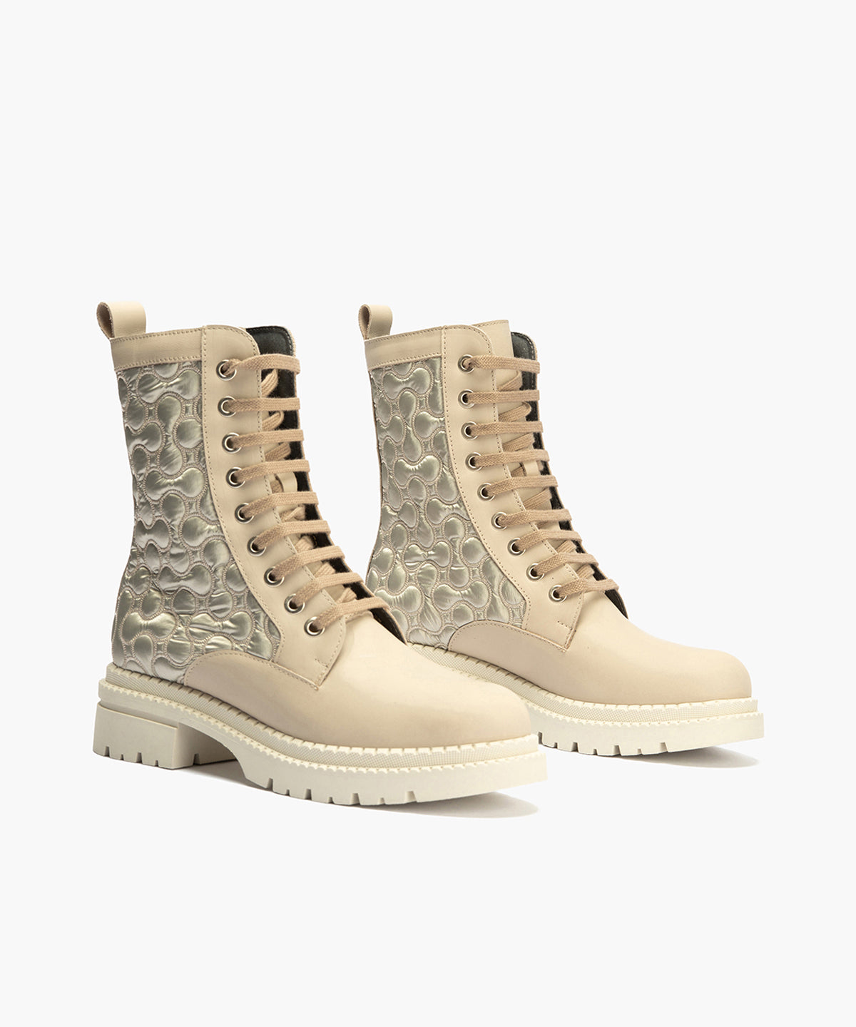 Botin Militar con Nylon con cremallera de mujer color piedra