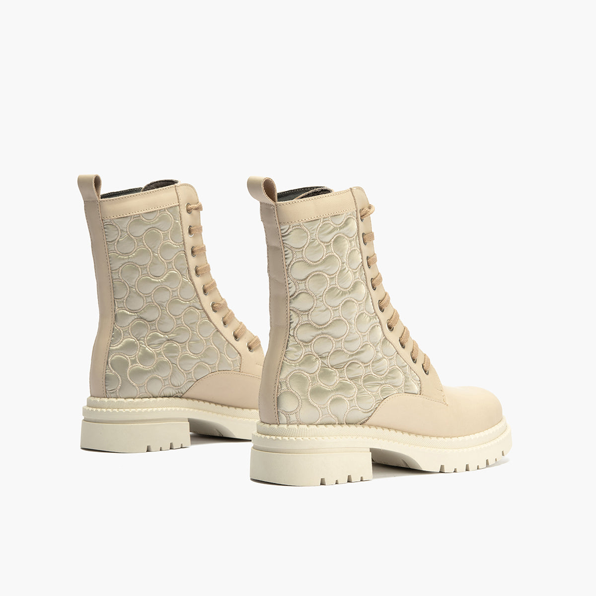 Botin Militar con Nylon con cremallera de mujer color piedra