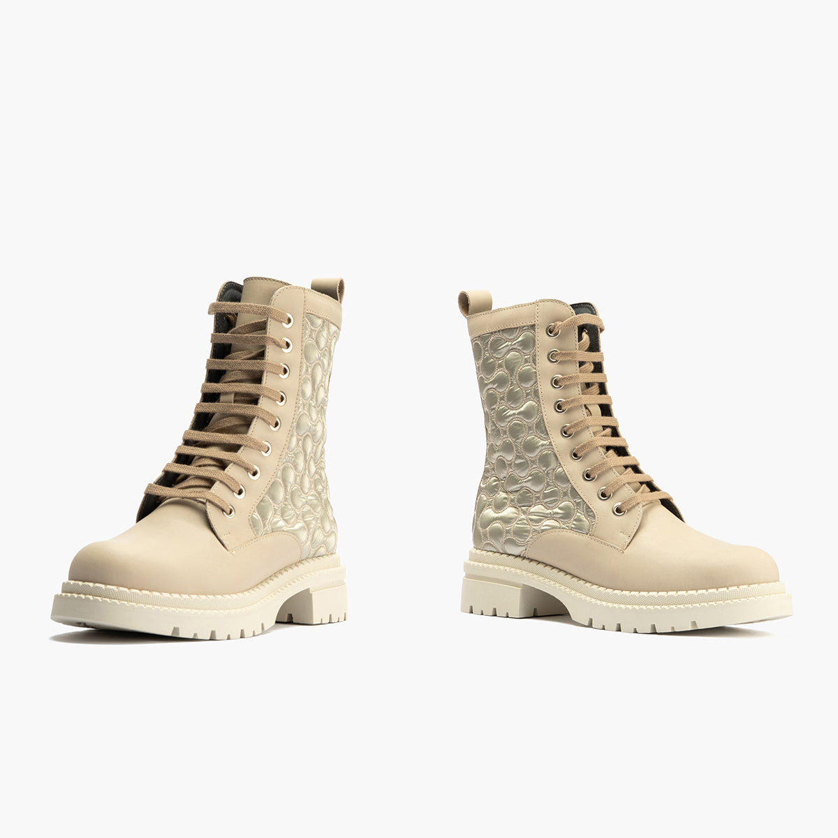 Botin Militar con Nylon con cremallera de mujer color piedra