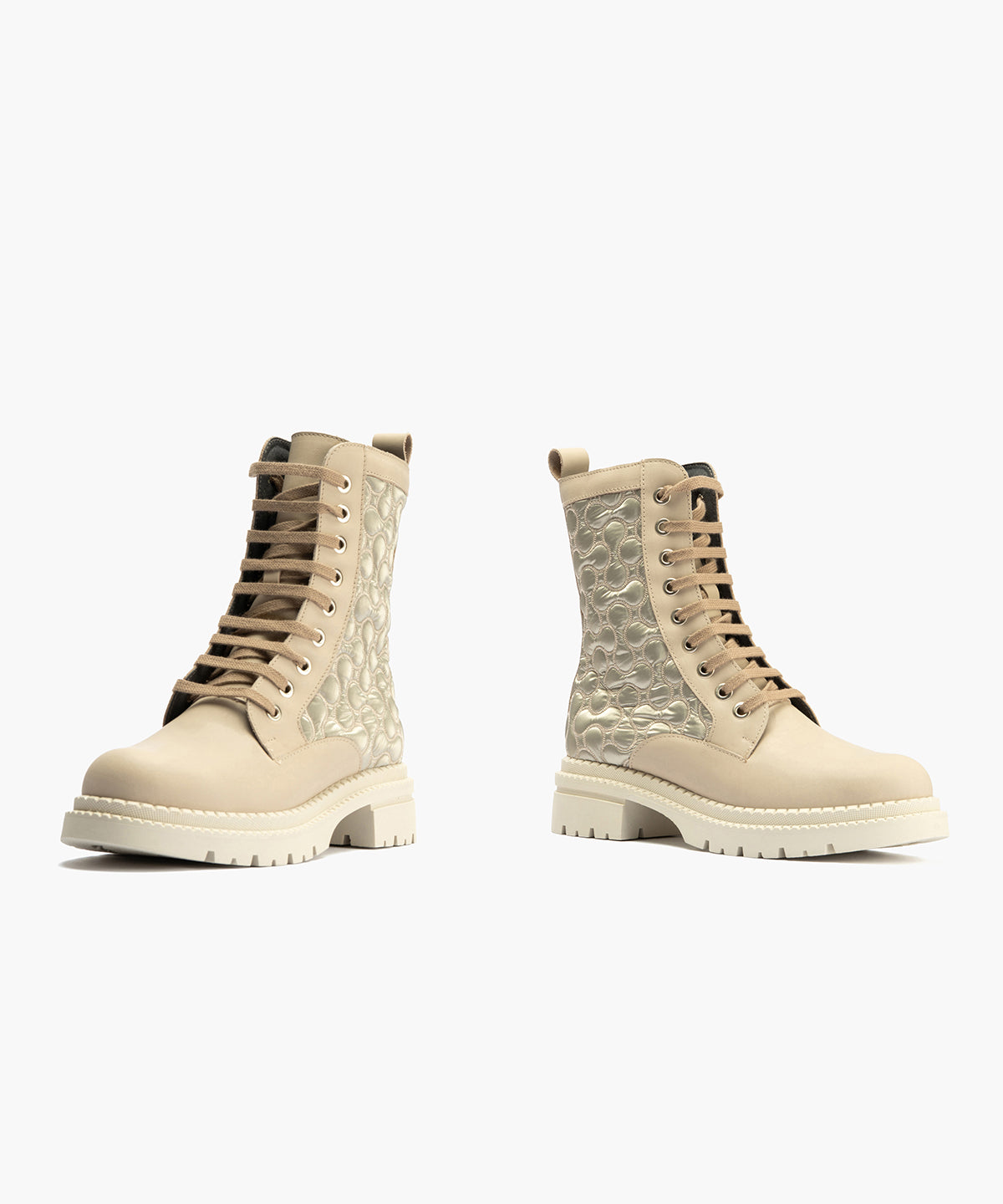 Botin Militar con Nylon con cremallera de mujer color piedra