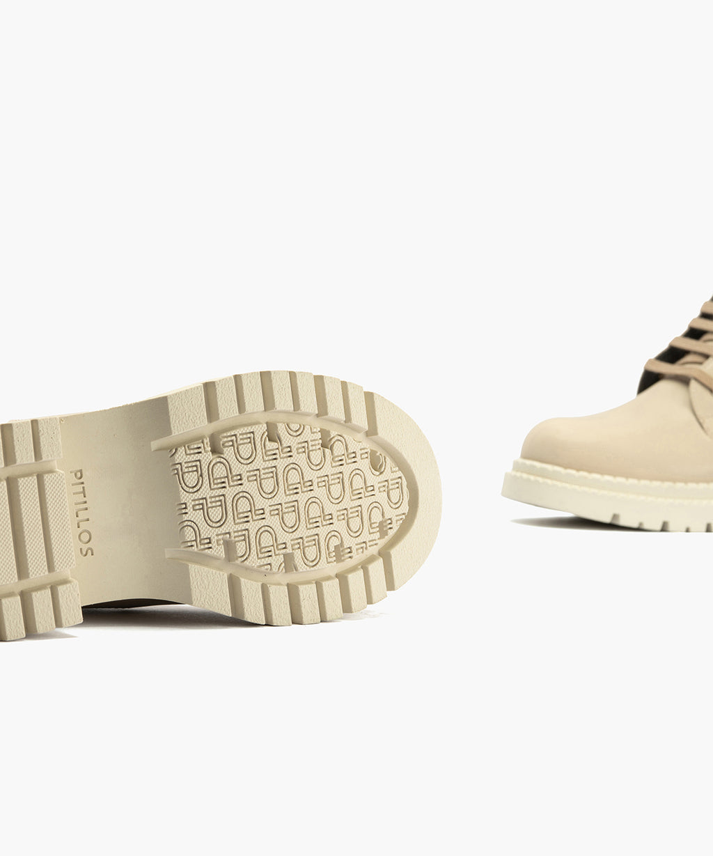 Botin Militar con Nylon con cremallera de mujer color piedra