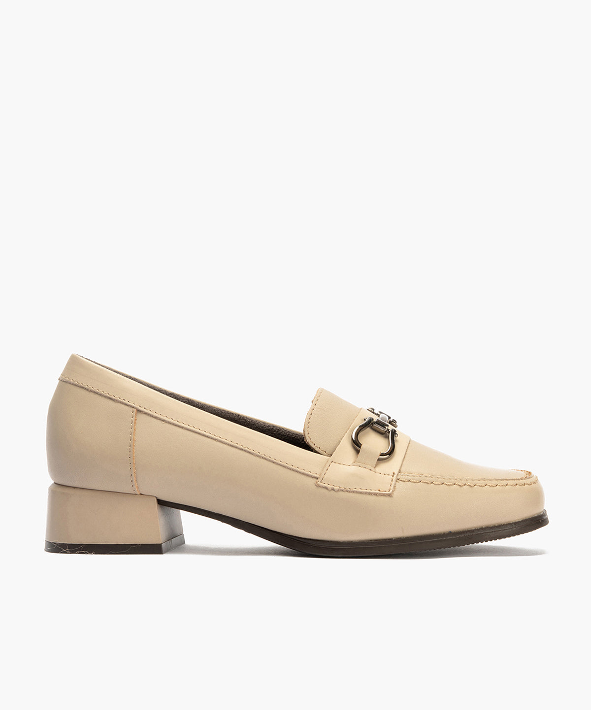 Mocasin en Napa con adorno de mujer color piedra