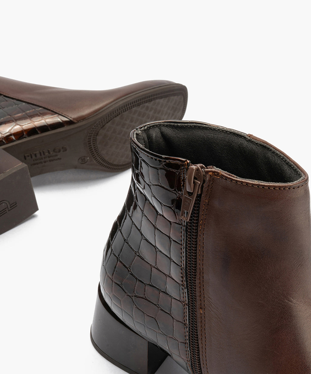 Botin en napa con coco charol de mujer color marron