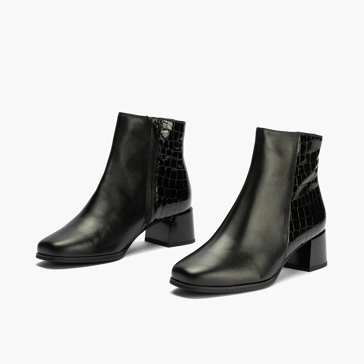 Botin en napa con coco charol de mujer color negro
