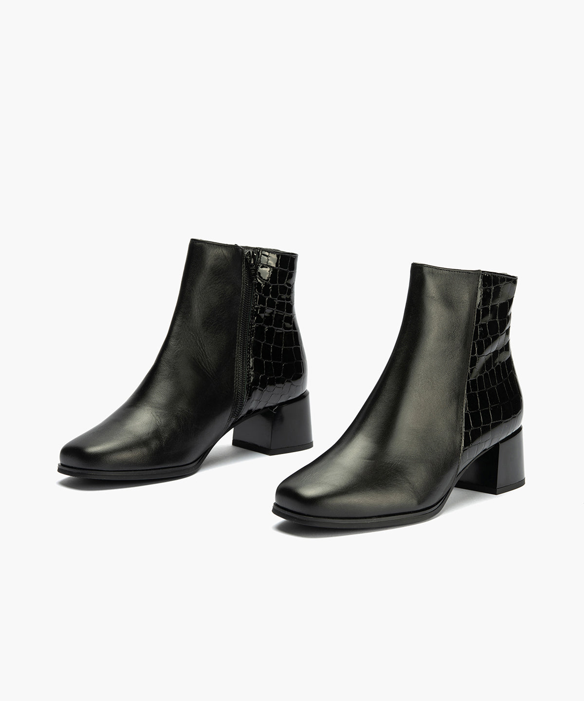 Botin en napa con coco charol de mujer color negro