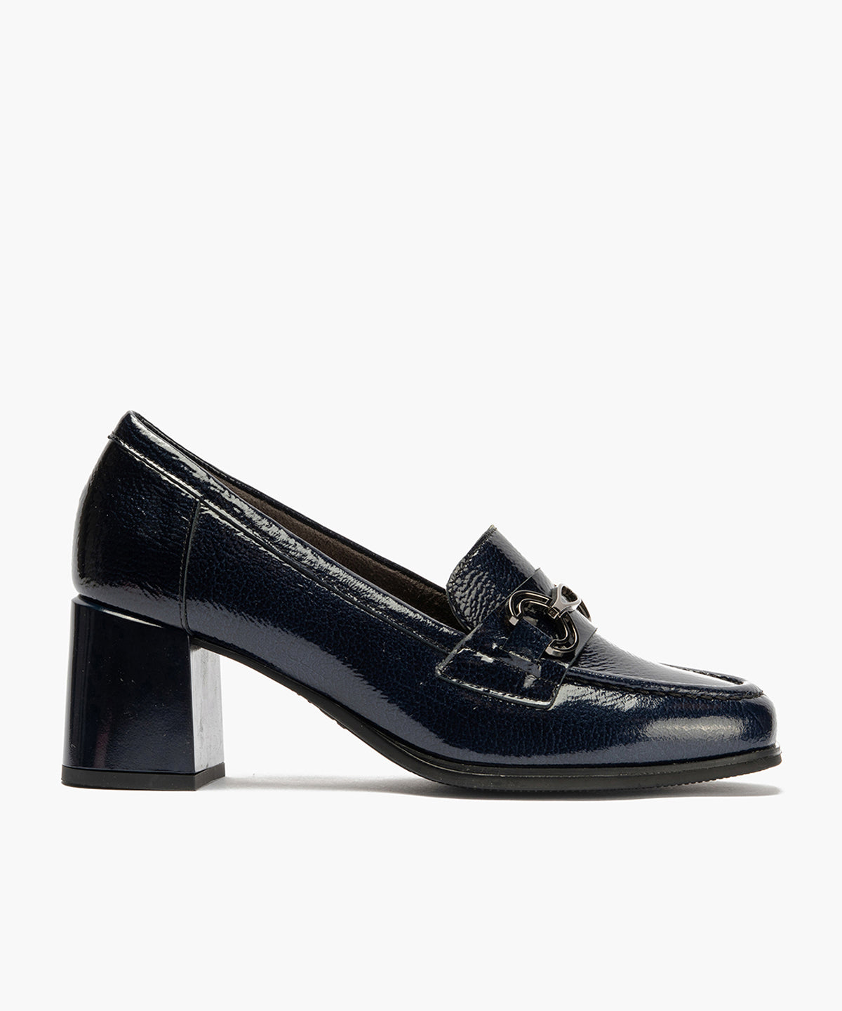 Mocasín en Charol con adorno de mujer color marino