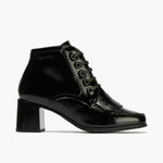 Botín Bajo en Charol con cordones de mujer color negro