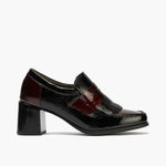 Abotinado Bicolor con flecos de mujer color negro/burdeos