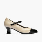 Mercedes Bicolor en charol de mujer color negro/piedra