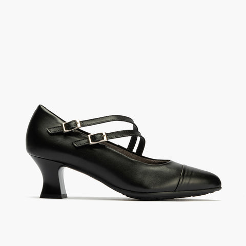 Mercedes 2 Correas en Napa de mujer color negro