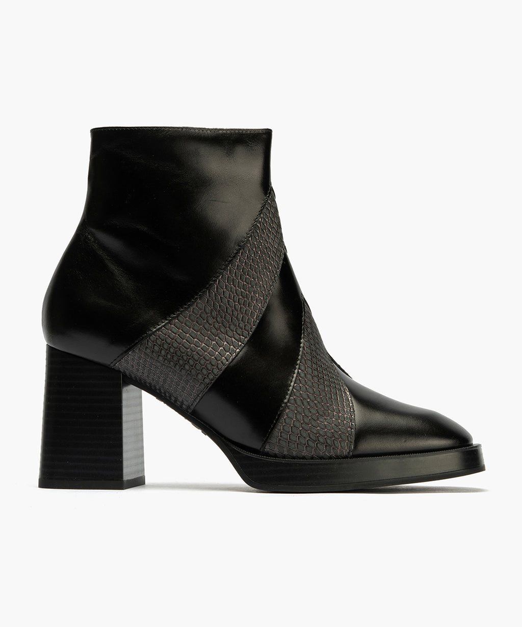 Botín Combinado con tacón alto de mujer color negro