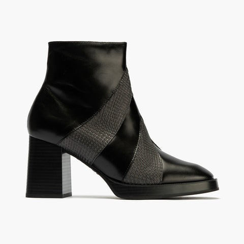 Botín Combinado con tacón alto de mujer color negro