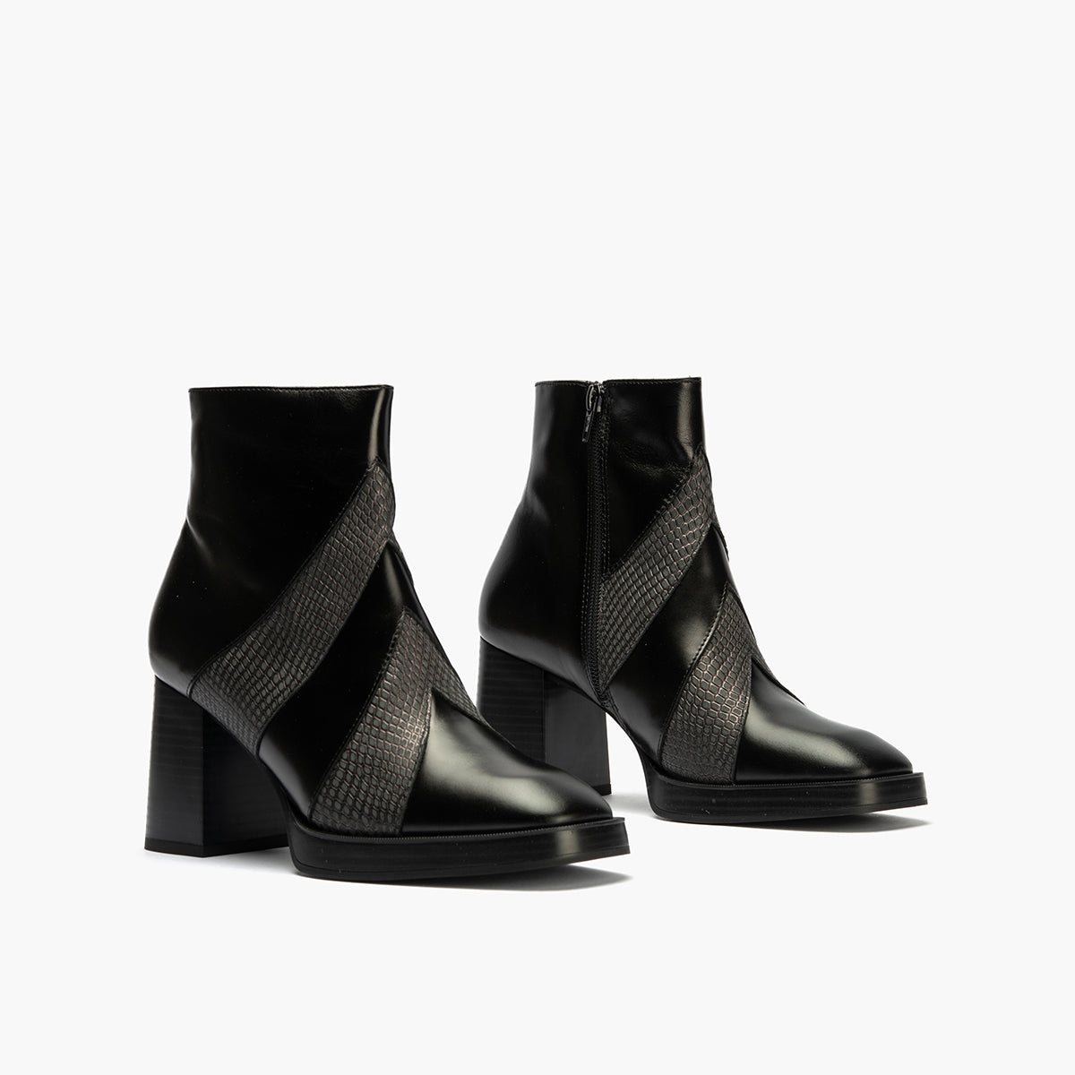 Botín Combinado con tacón alto de mujer color negro