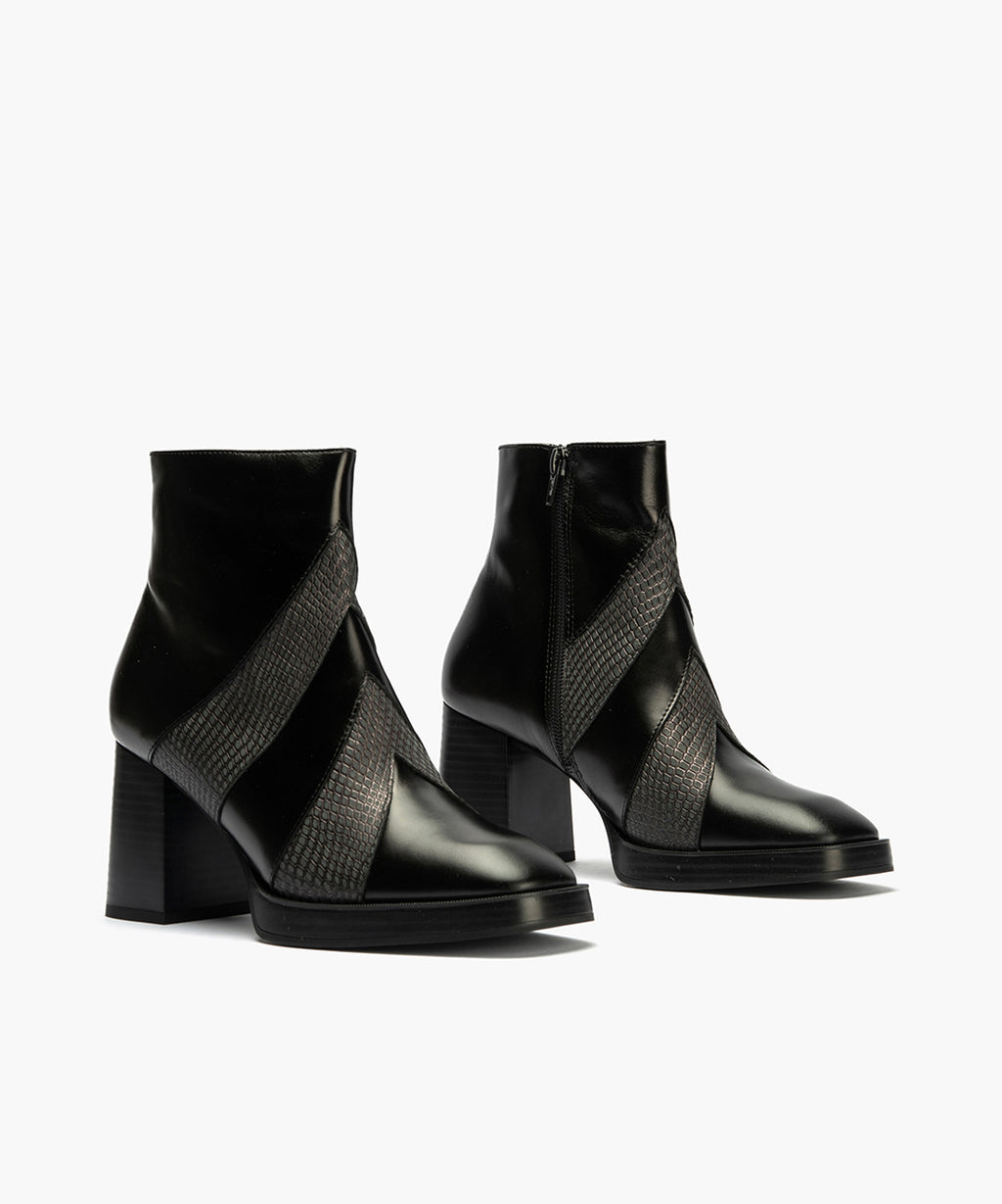 Botín Combinado con tacón alto de mujer color negro