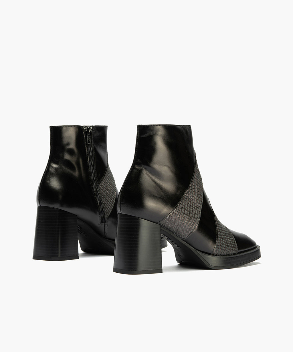 Botín Combinado con tacón alto de mujer color negro