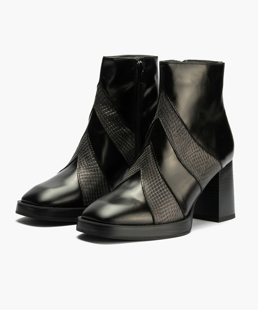 Botín Combinado con tacón alto de mujer color negro