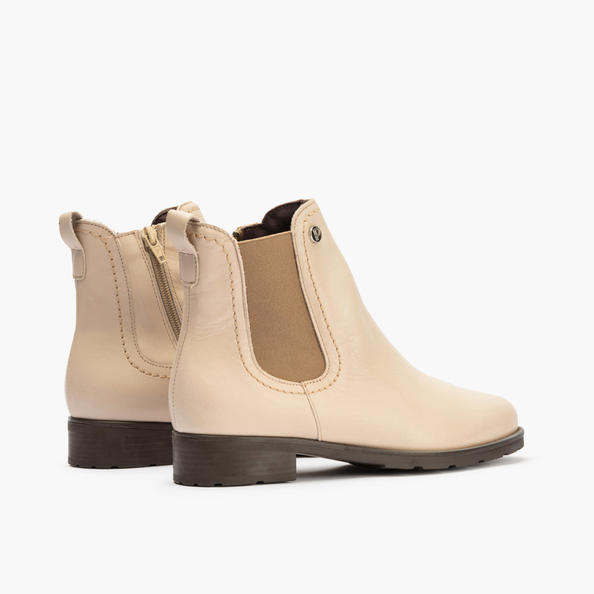 Botín Chelsey con cremallera de mujer color piedra
