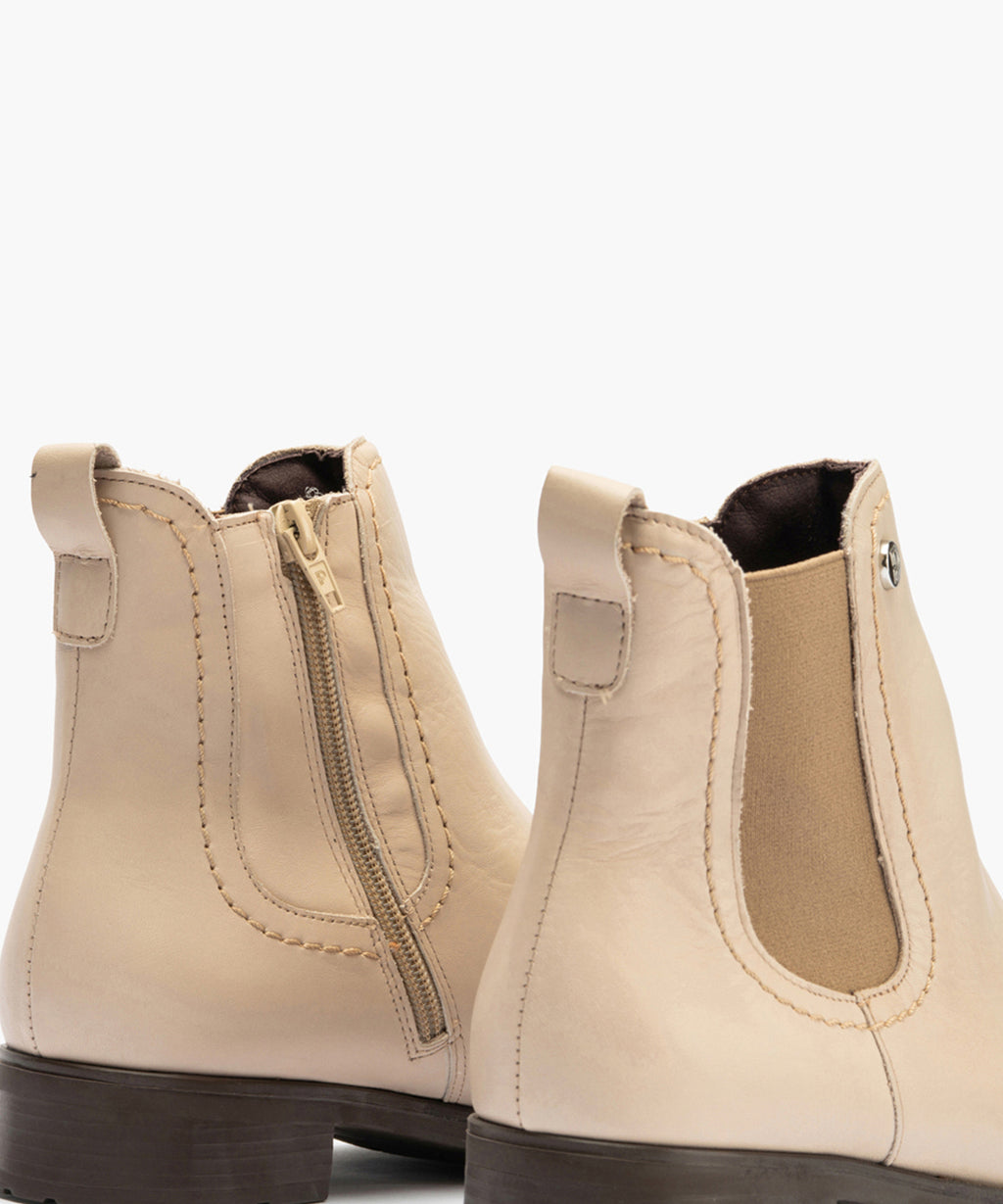 Botín Chelsey con cremallera de mujer color piedra