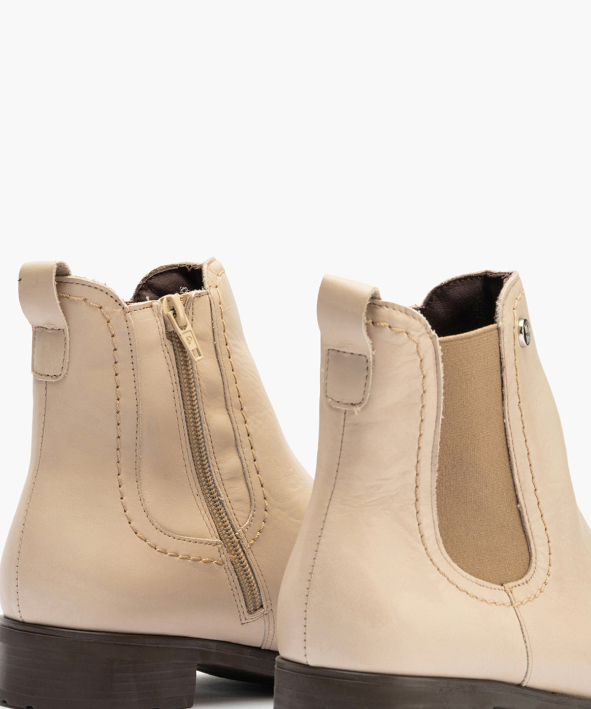 Botín Chelsey con cremallera de mujer color piedra