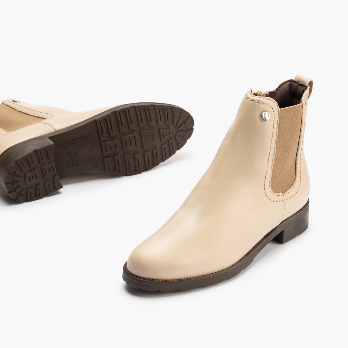 Botín Chelsey con cremallera de mujer color piedra