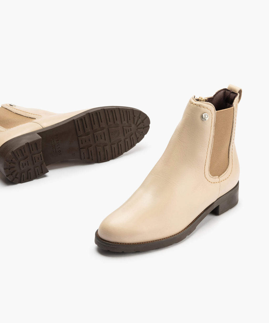 Botín Chelsey con cremallera de mujer color piedra