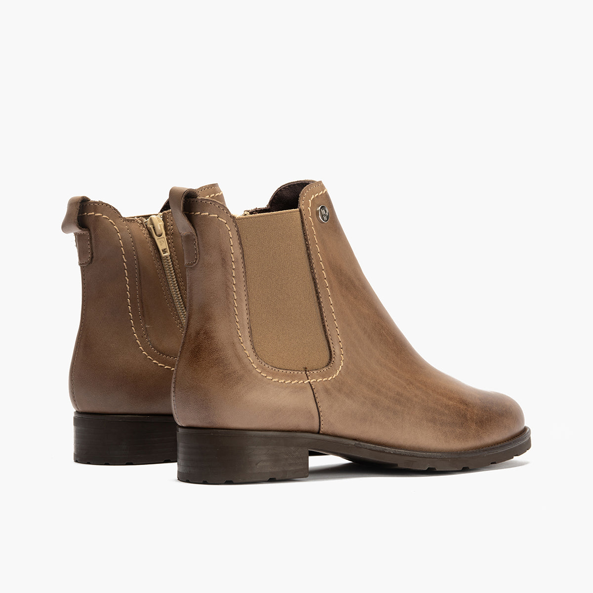 Botín Chelsey con cremallera de mujer color topo