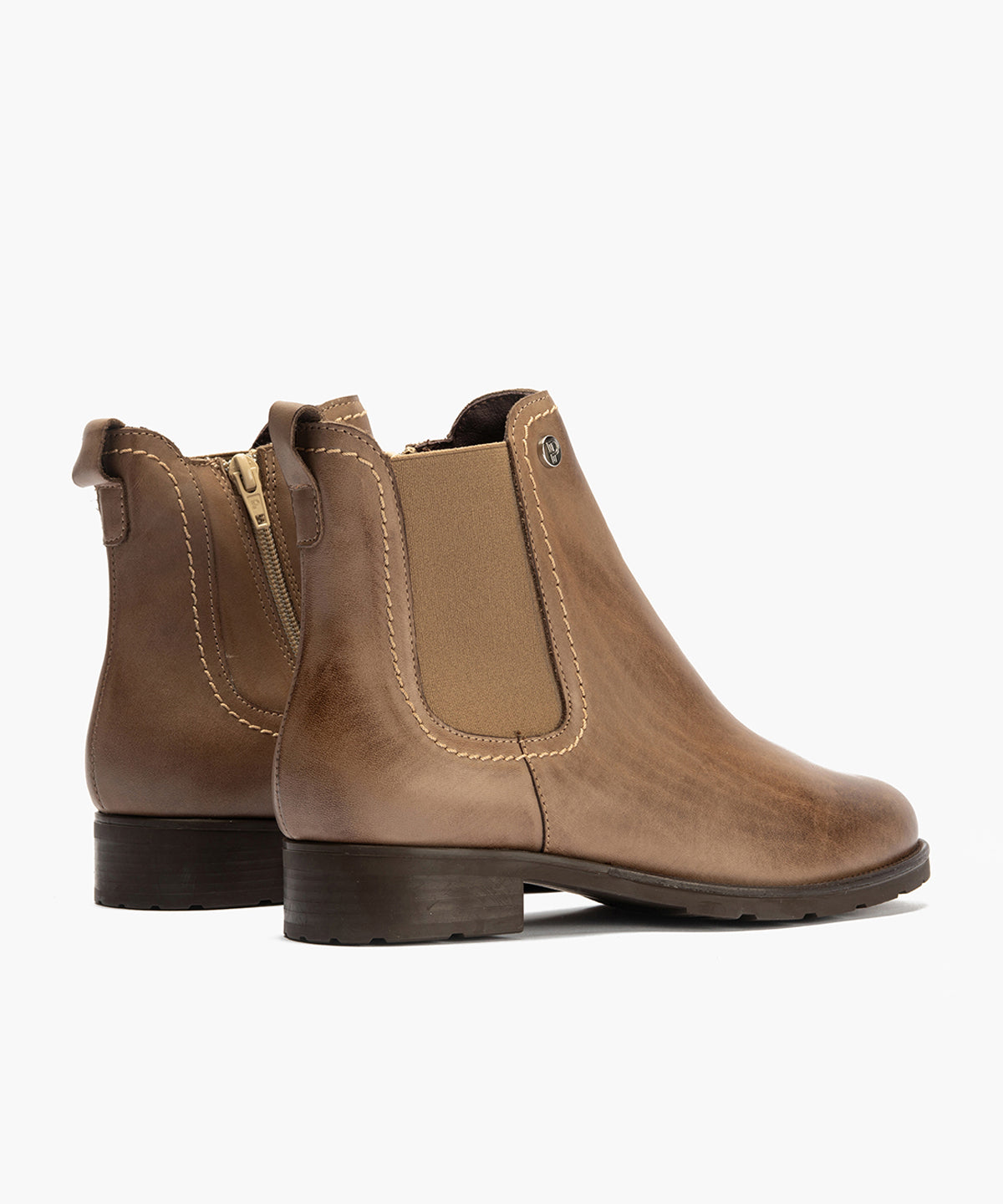 Botín Chelsey con cremallera de mujer color topo
