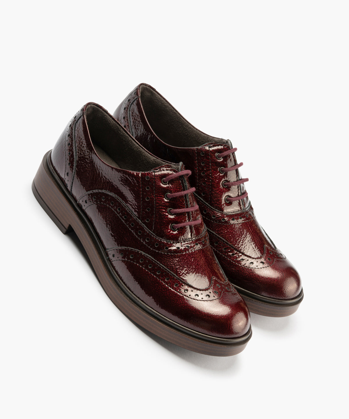 Ingles en Charol con cordones de mujer color burdeos