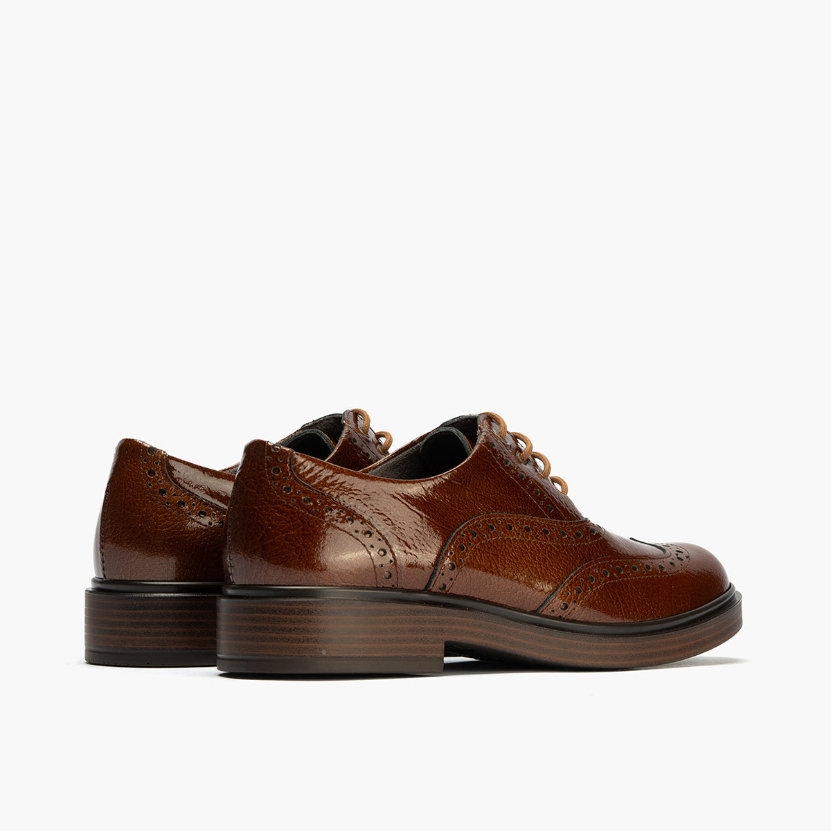 Ingles en Charol con cordones de mujer color cuero