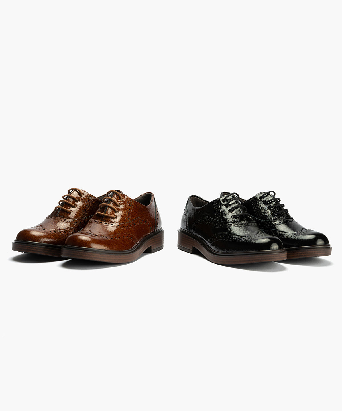 Ingles en Charol con cordones de mujer color cuero