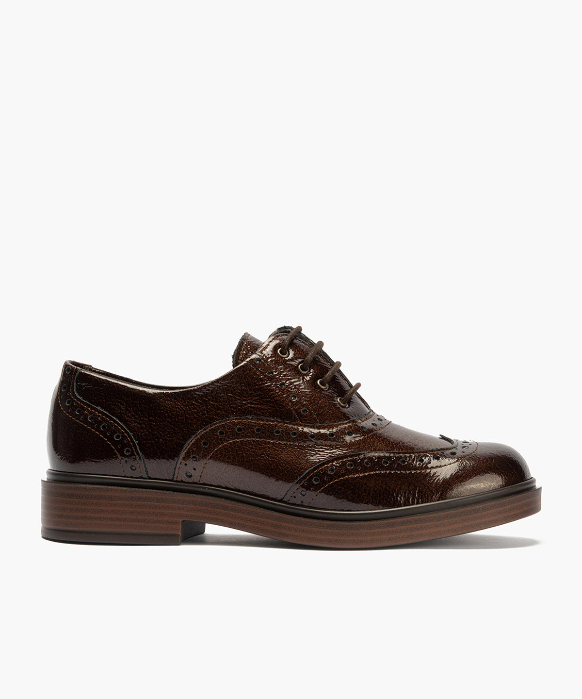 Ingles en Charol con cordones de mujer color marron