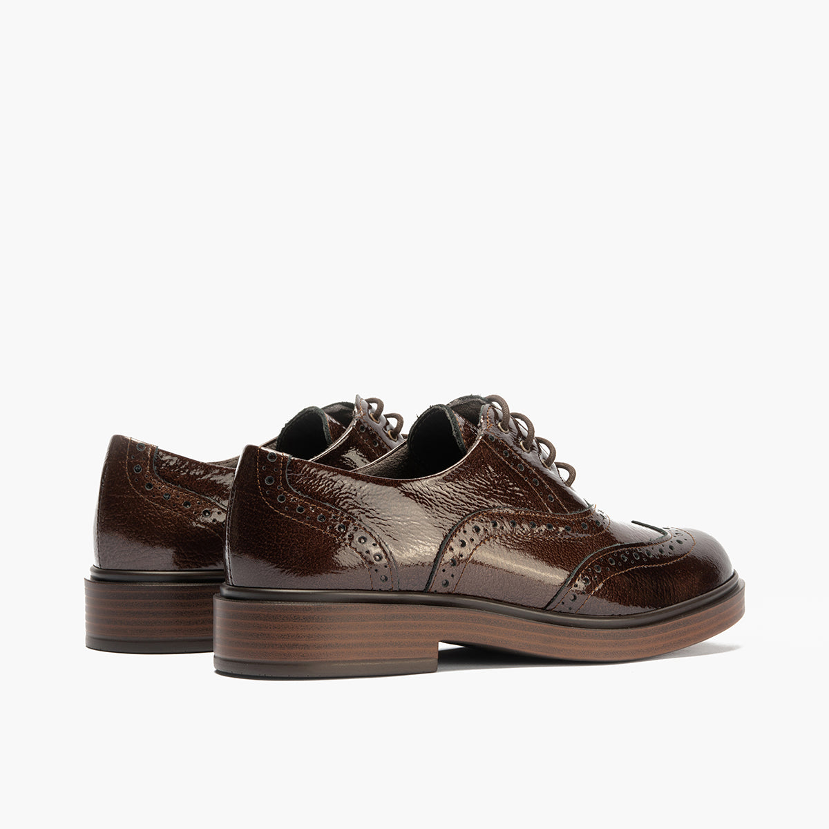 Ingles en Charol con cordones de mujer color marron