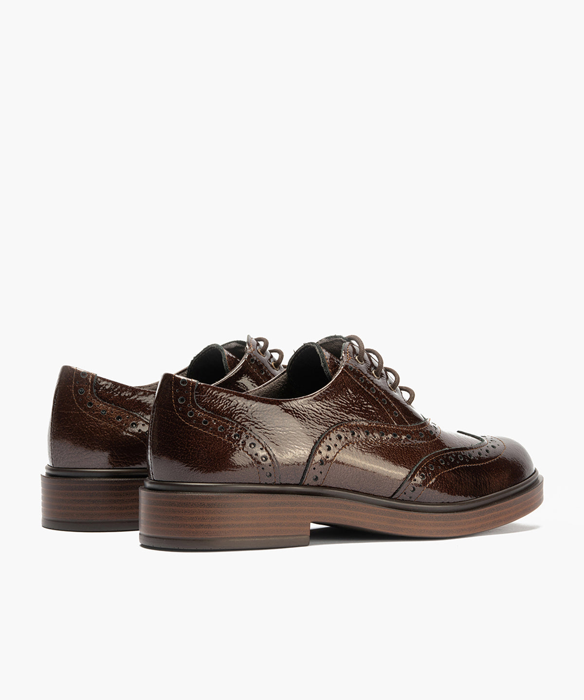 Ingles en Charol con cordones de mujer color marron