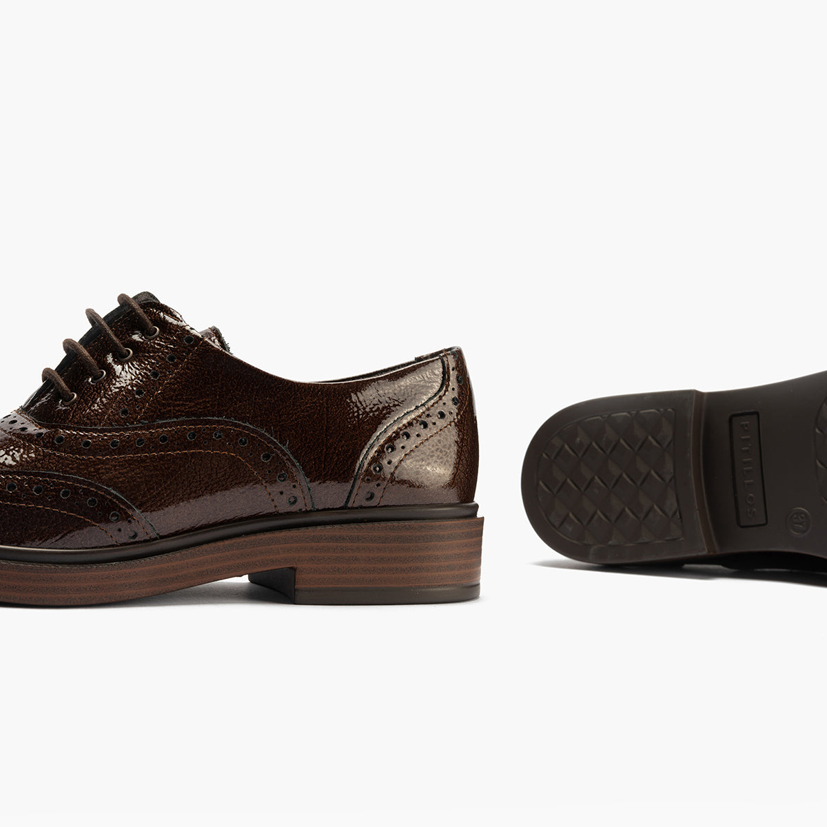 Ingles en Charol con cordones de mujer color marron