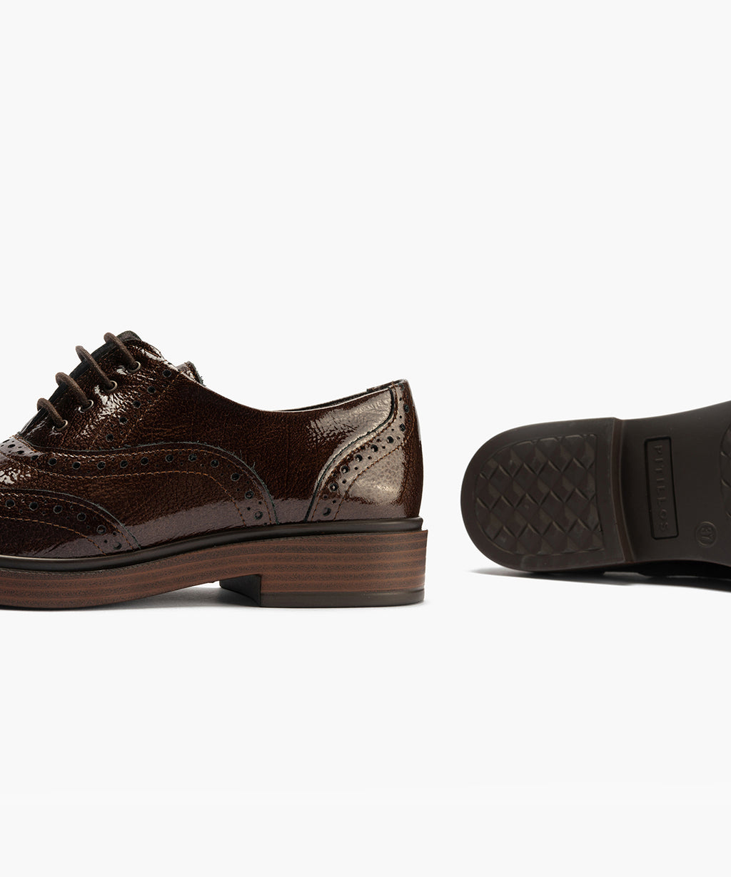 Ingles en Charol con cordones de mujer color marron