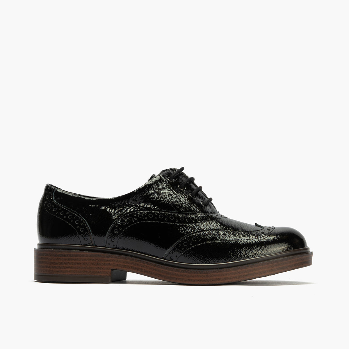 Ingles en Charol con cordones de mujer color negro