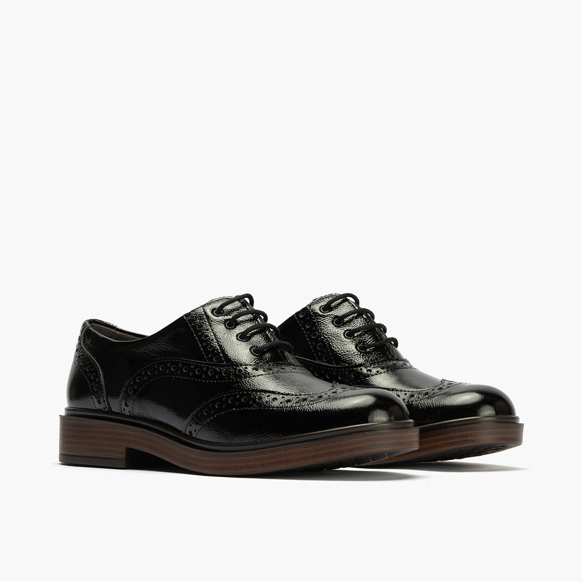 Ingles en Charol con cordones de mujer color negro