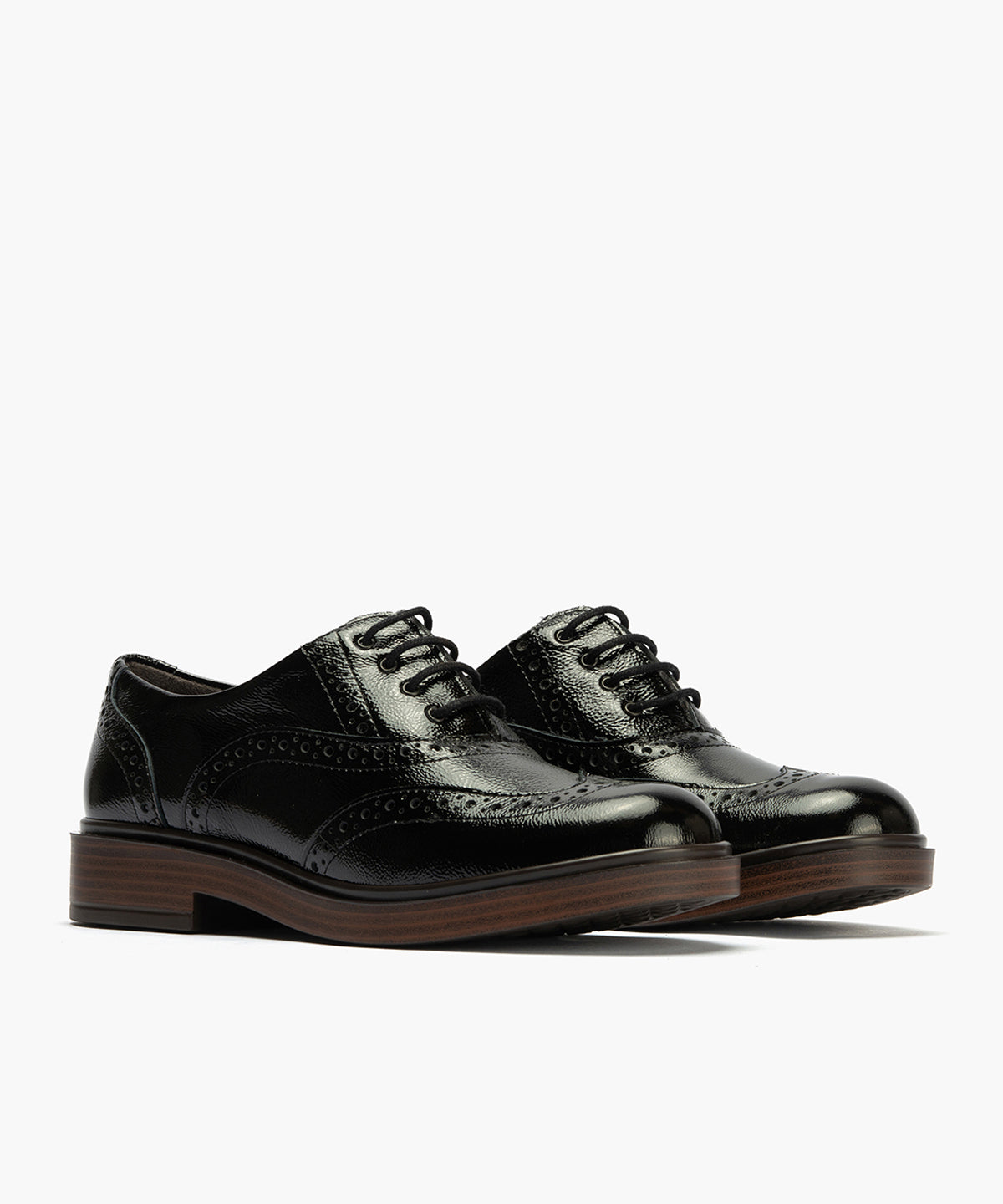 Ingles en Charol con cordones de mujer color negro
